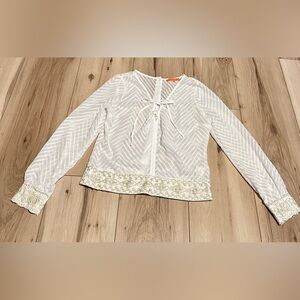 LuluMari semisheer White Embroidered Women's Top